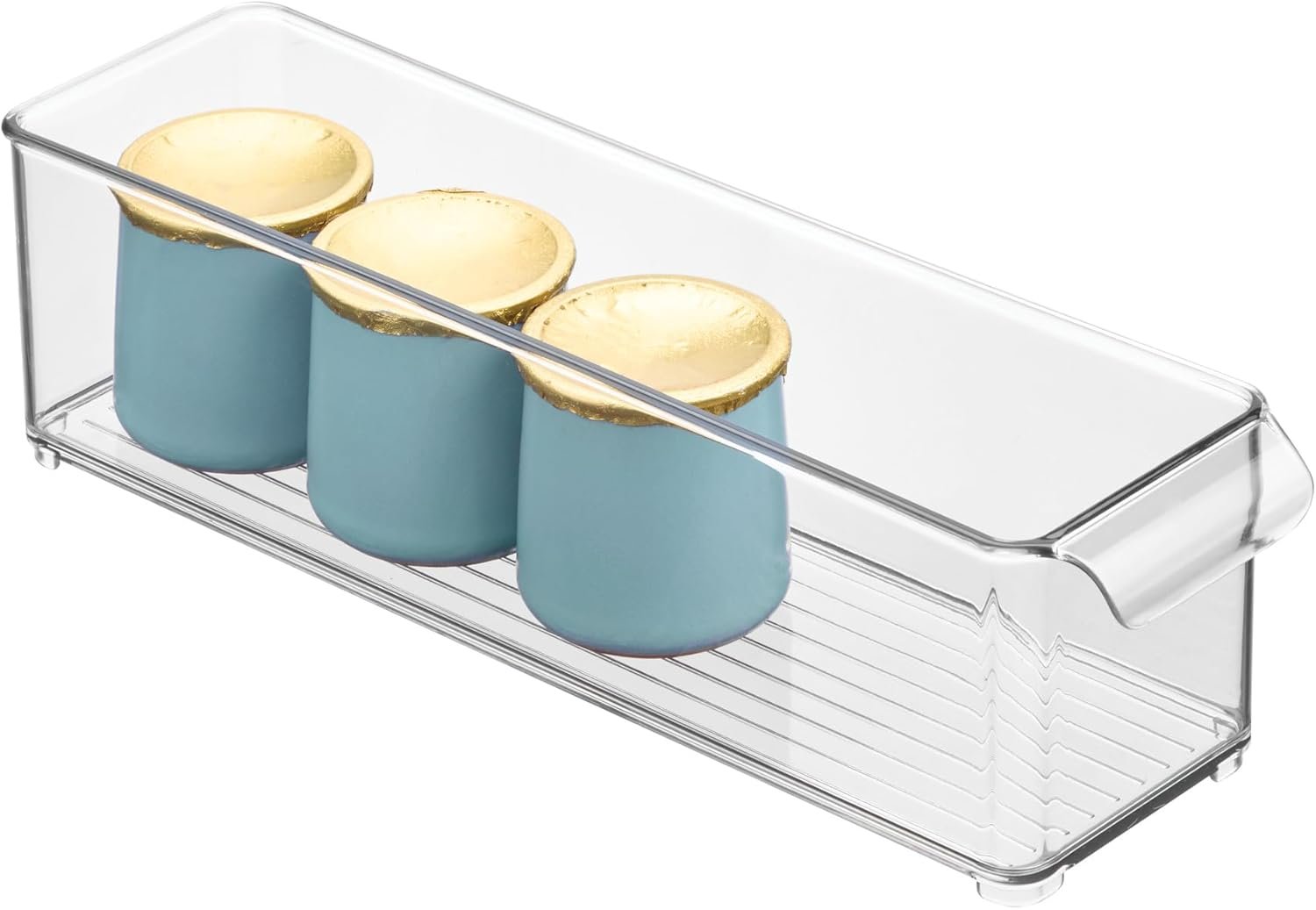 iDesign Stackable Fridge Storage Bin with Handle – Ideal for Fridge and Freezer, Clear, Made in USA
