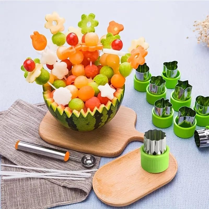 12pcs Stainless Steel Cookie & Vegetable Cutter Set – Perfect for Fruit, Cake Decorating, Salad Prep & Baking