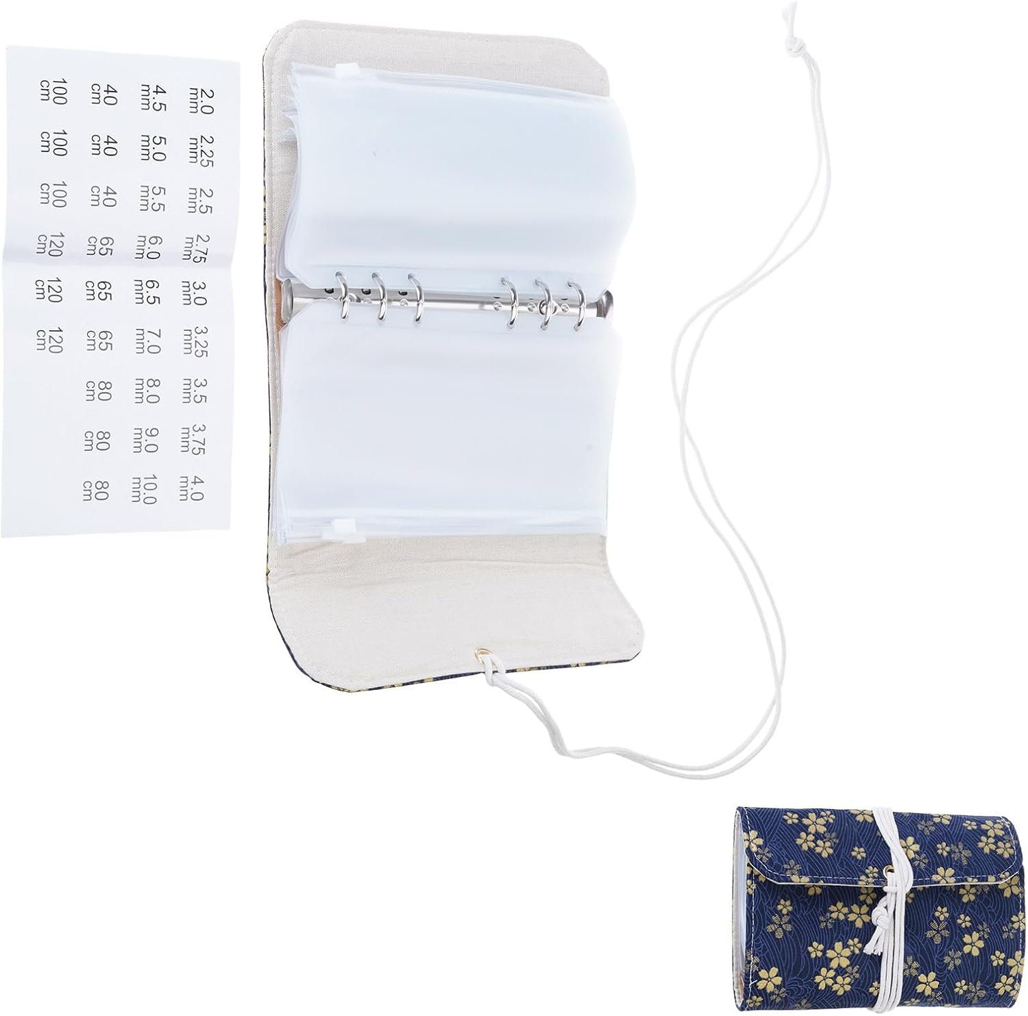 Knitting Needle Case, needle storage case with Detachable 6 Hole PVC Binder Pocket for Knittings Yarn Craft Tool Storage knitting needles organizer