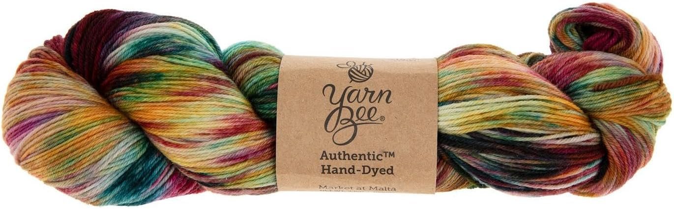 Hobby Lobby Yarn Bee Authentic Hand-Dyed Yarn,100% Super Wash Merino Wool (Market at Malta, Pack of 1)