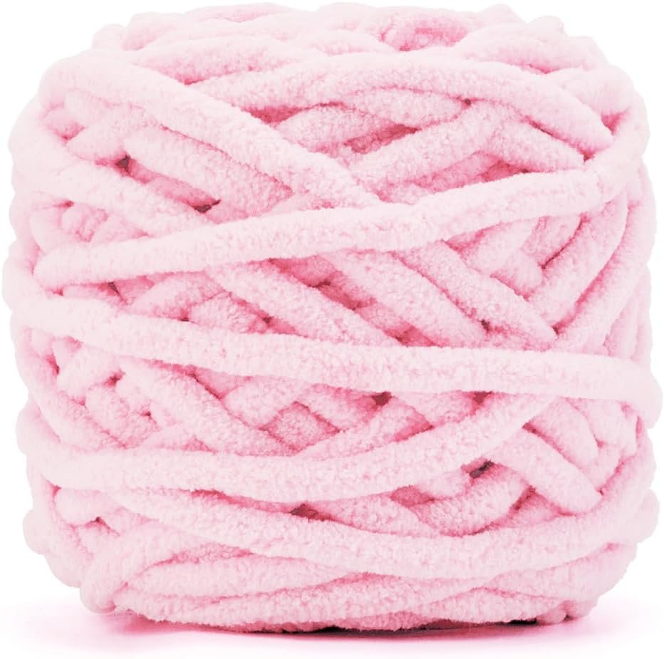 INNDUN Blanket Yarn 100g/3.5oz – Pink Chenille Yarn 6 Super Bulky – 72 Yards – Knitting, Crocheting & Crafts Chunky Yarn