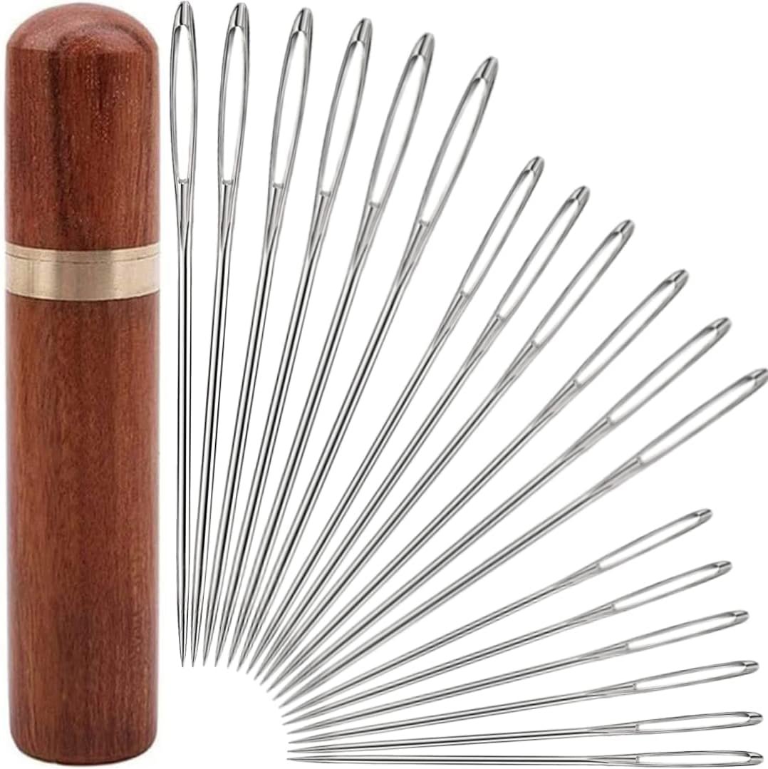 Yklbpd 18 Pieces Large Eye Sewing Needles, Handmade Yarn Knitting, Sharp Stainless Steel Embroidery Thread Needle for Leather and Tapestry