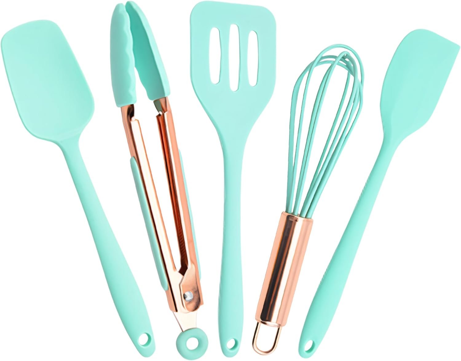 Kitchen Utensil Set,5 Pcs Mini Silicone Cooking Utensils Sets,Heat Resistant Non Stick Kitchens Gadgets BPA-Free Spatula Set,Kids Kitchen Tools Kitchen Set for Cooking