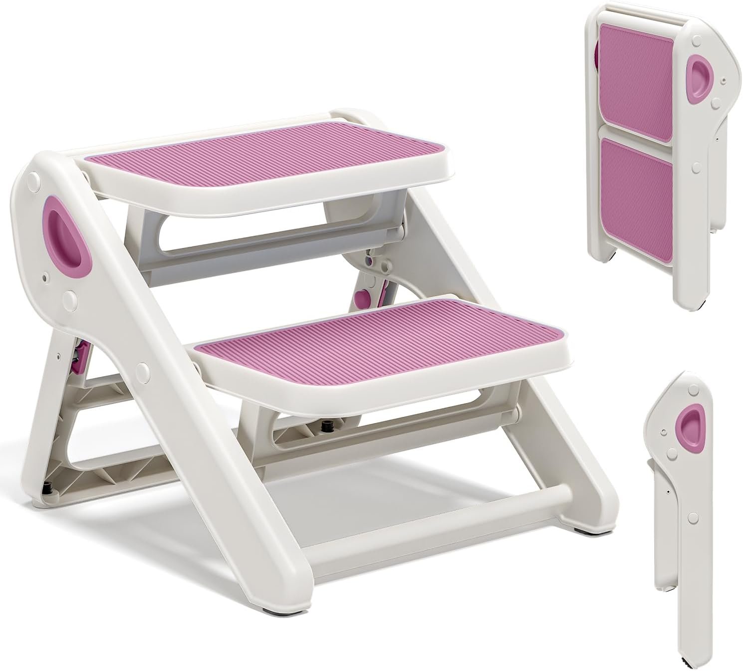 MoreFeel Foldable Toddler Step Stool for Bathroom Sink – 2-Step Kids Stool for Potty Training, Kitchen Counter & Bedroom, Sturdy Non-Slip Child Safety Stool Helper