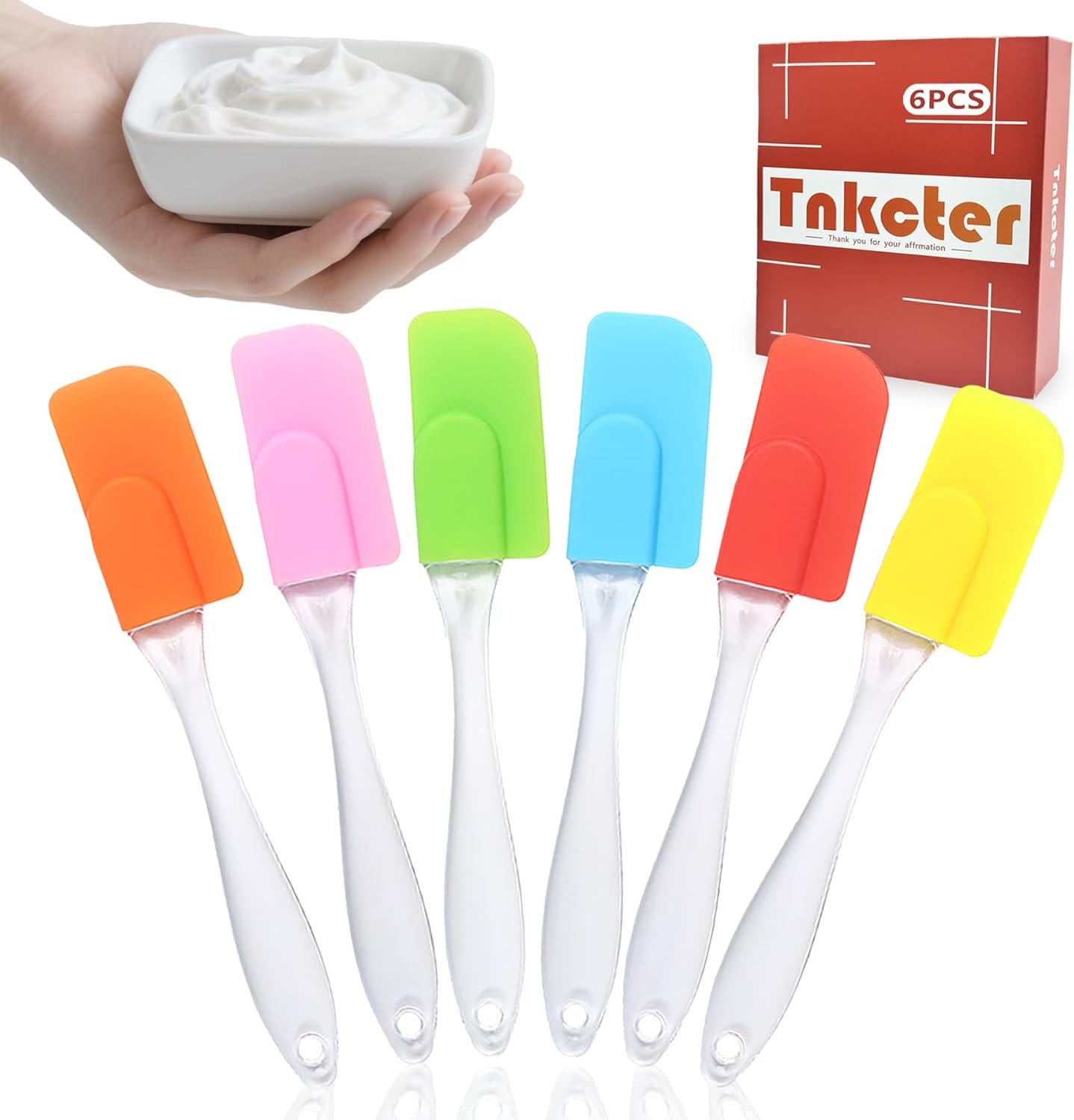 Mini Silicone Spatula Set 6 Pack – Heat-Resistant,Reusable & Non-Stick Spatulas for Baking,Cooking & Mixing – Dishwasher Safe,Multi-Color,Child-Safe Design Tnkcter