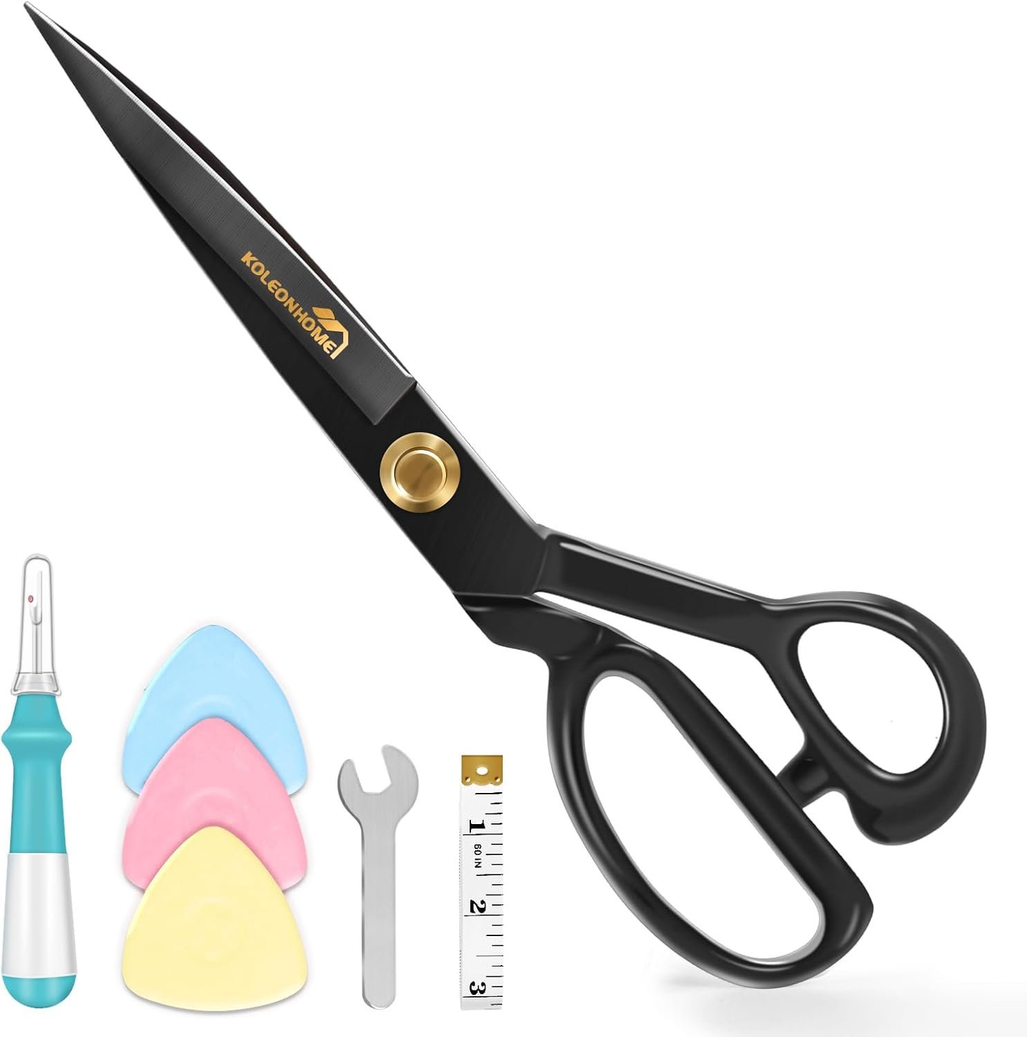 Fabric Scissors, 10 Inch SK5-High Carbon Steel Heavy Duty Tailor Shears Made in Solingen Germany, with Measuring Tape, Tailor Chalk, Seam Ripper & Wrench for Sewing, Quilting & DIY Crafts
