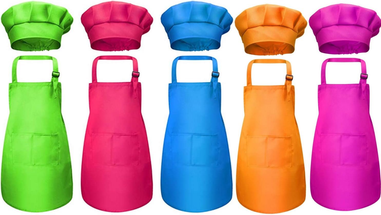 Tamicy 10 Pieces Kids Chef Hat and Apron Set