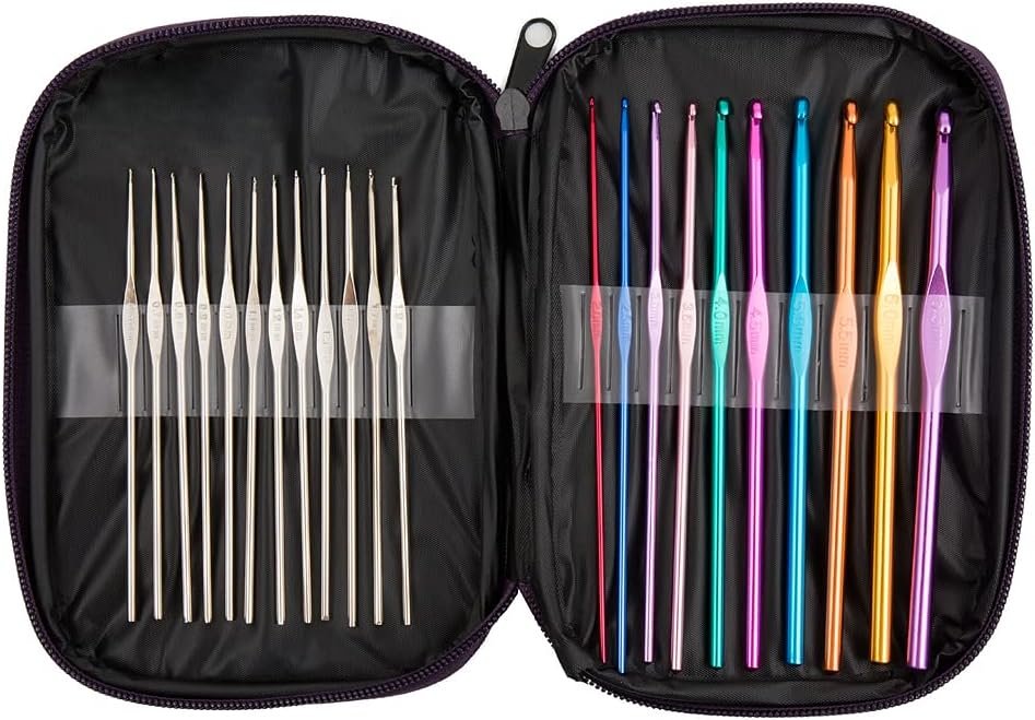 22Pcs Crochet Hooks Set, BetyBedy Aluminum Handle Knitting Needles, Multicolor Crochet Needles for Yarn Craft, 0.6~6.5mm