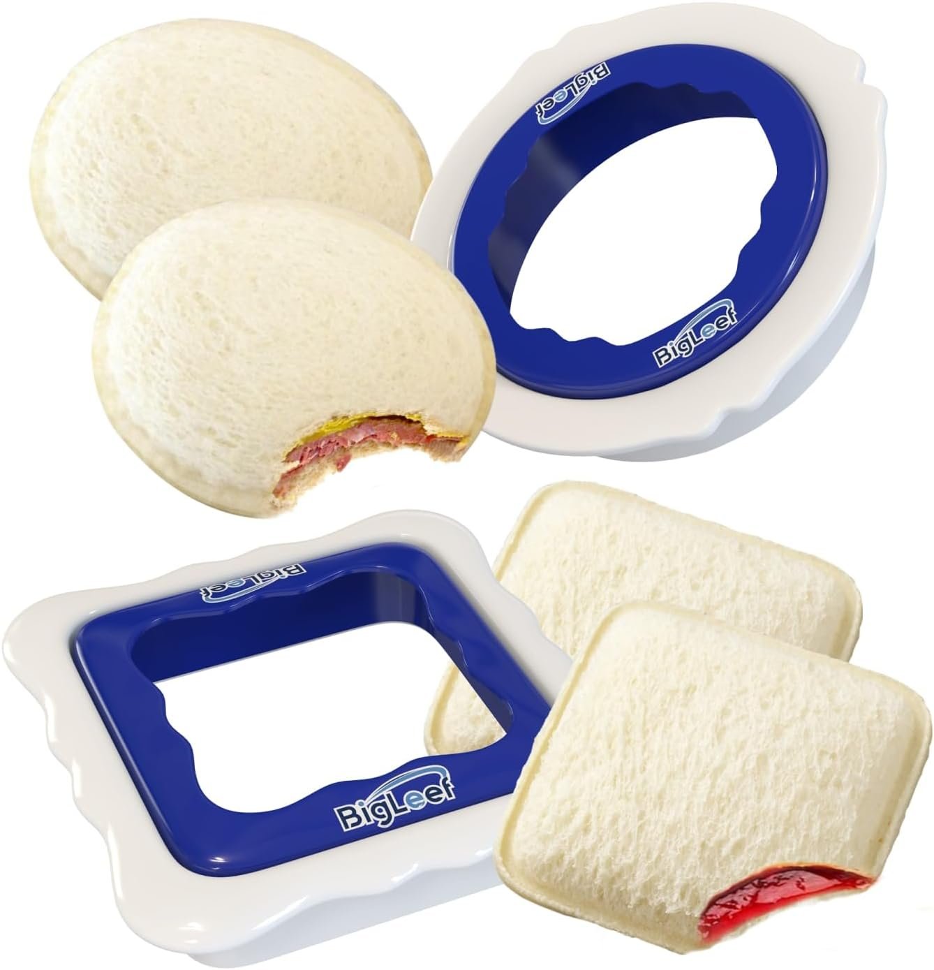 Uncrustable Sandwich Cutters for Kids Lunch, Sandwich Cutter And Sealer To Make Crustless PBJ, Decruster Sandwich Maker for Kids Boys Girls Lunch Accessories, Dishwasher Safe, Round & Square