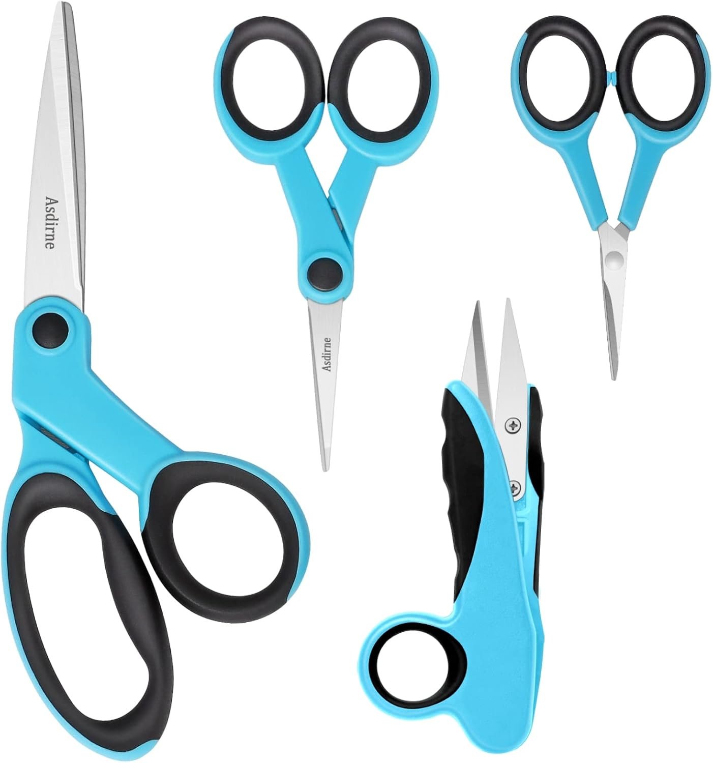 Asdirne Premium sewing Scissors Bundle, Perfect Sewing Partners, Sharp and Durable, Comfortable Handle, Contains 9”Fabric scissors, 5”Detail Shear, 3.9”Embroidery Scissors, 4.8”Thread Snips