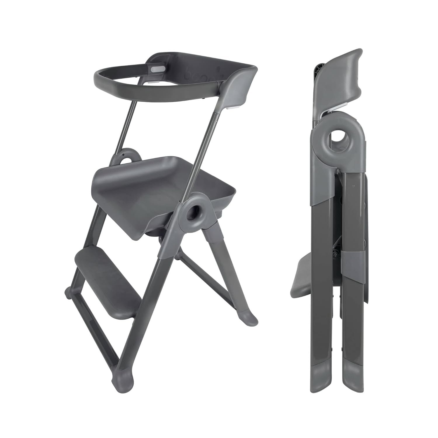 Boon Pivot Toddler Tower – Folding Toddler Step Stool for Bathroom Sink or Kitchen Countertop – Step Stool for Toddlers with CPC Certification – Gray – Ages 18 Months to 4 Years