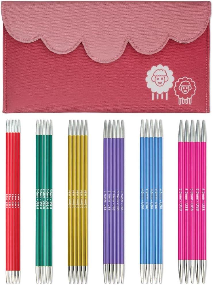 KnitPro Zing Starter Double Pointed Needle Set 8″ (20cm) | 6 US Sizes (1.5 to 8)