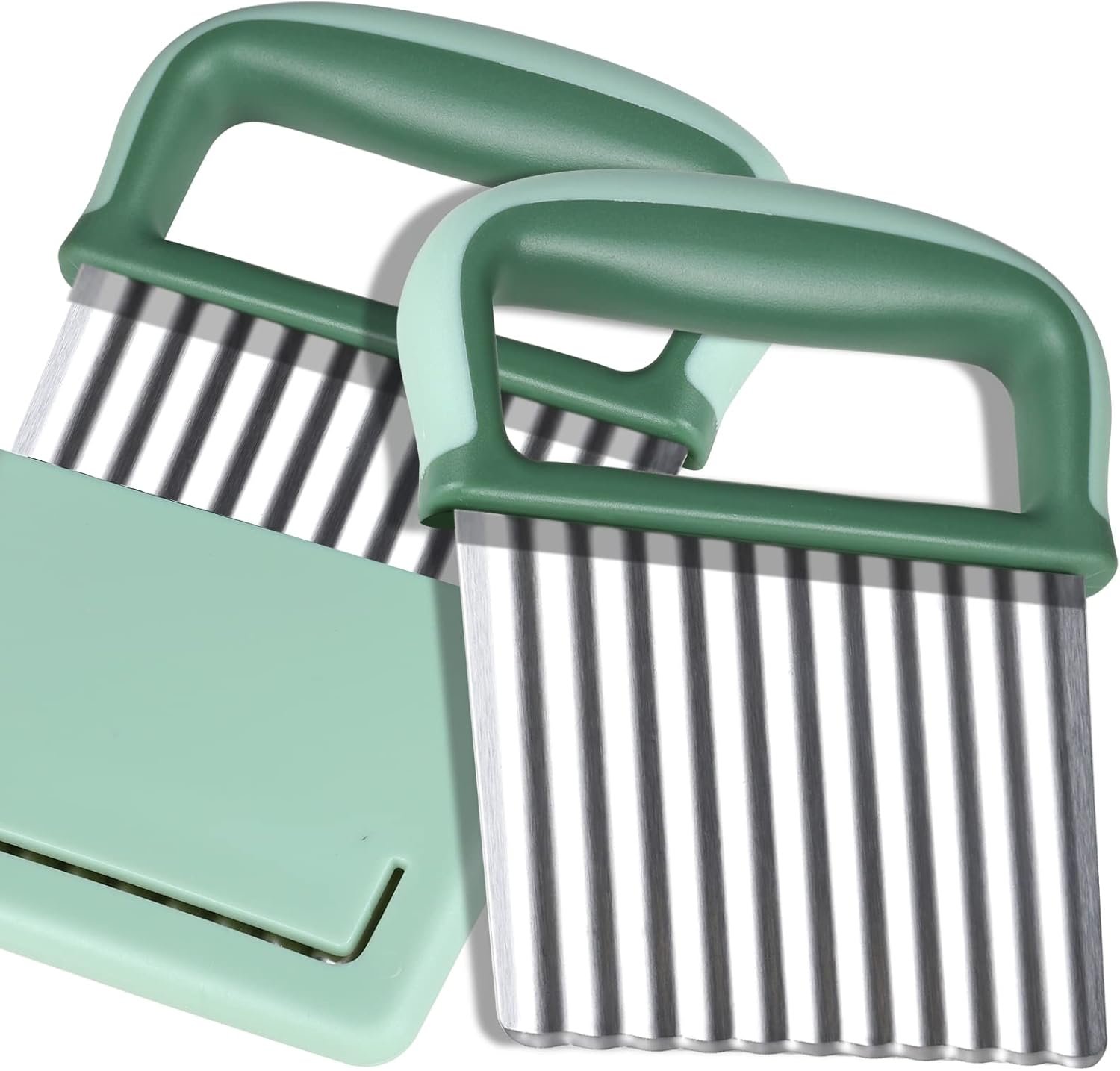 Crinkle Cutter,Wavy Crinkle Cutter Stainless Steel 2 PCS,Wavy Knife,Cutting Tool for Veggies,French Fry Potatoes