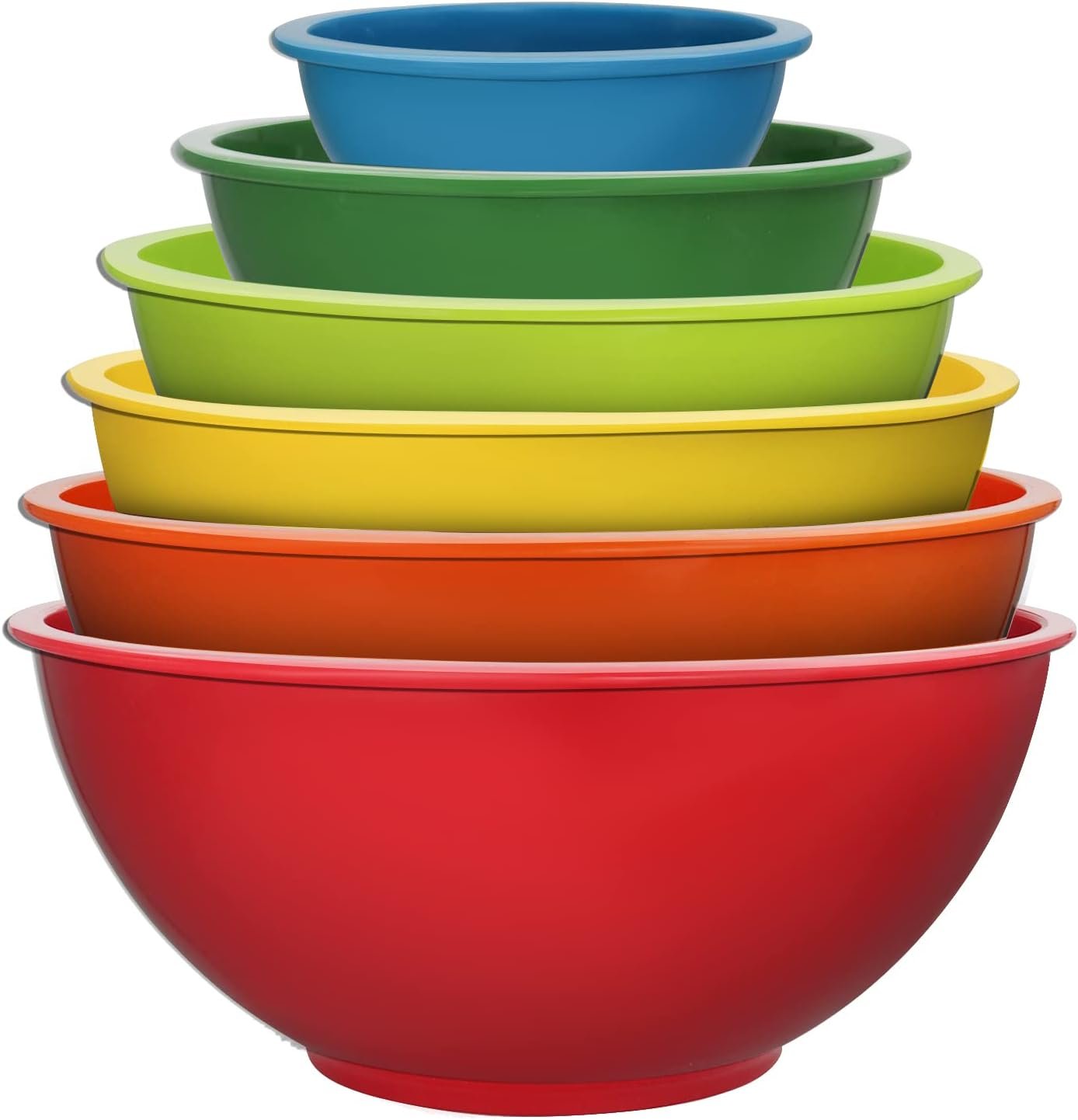 Classic Mixing Bowl Set, Microwave and Dishwasher Safe,Ideal for Baking, Prepping, Cooking and Serving Food (Set of 6) (Red)