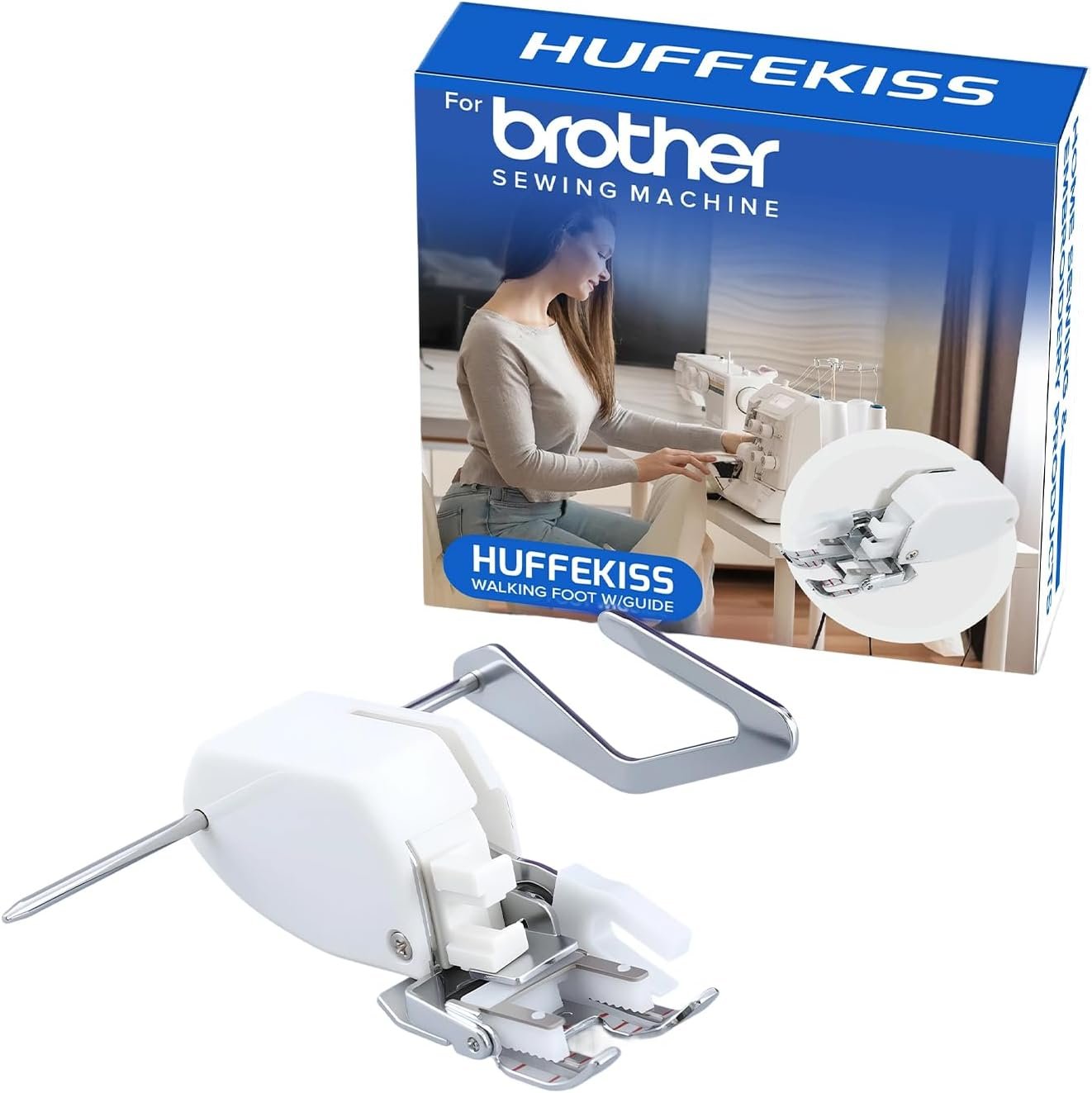 HUFFKISS Walking Foot Even Feed Presser Foot with Quilt Guide for Low Shank Sewing Machines – Compatible with Brother, Singer, Janome – Heavy Duty for Quilting & Leather