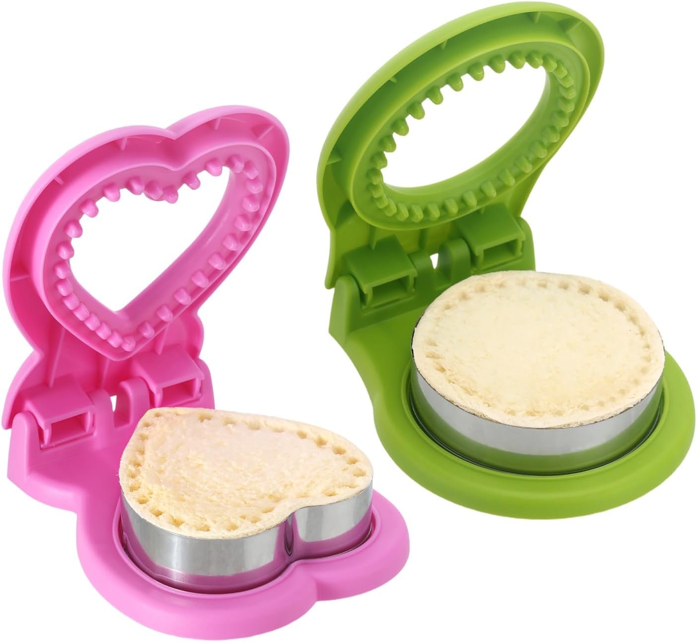 Uncrustable Sandwich Cutter for Kids Lunch,2-Pack Sandwich Cutter Circle& Heart Shape Cutter & Sealer for Kids Breakfast and Lunchboxes
