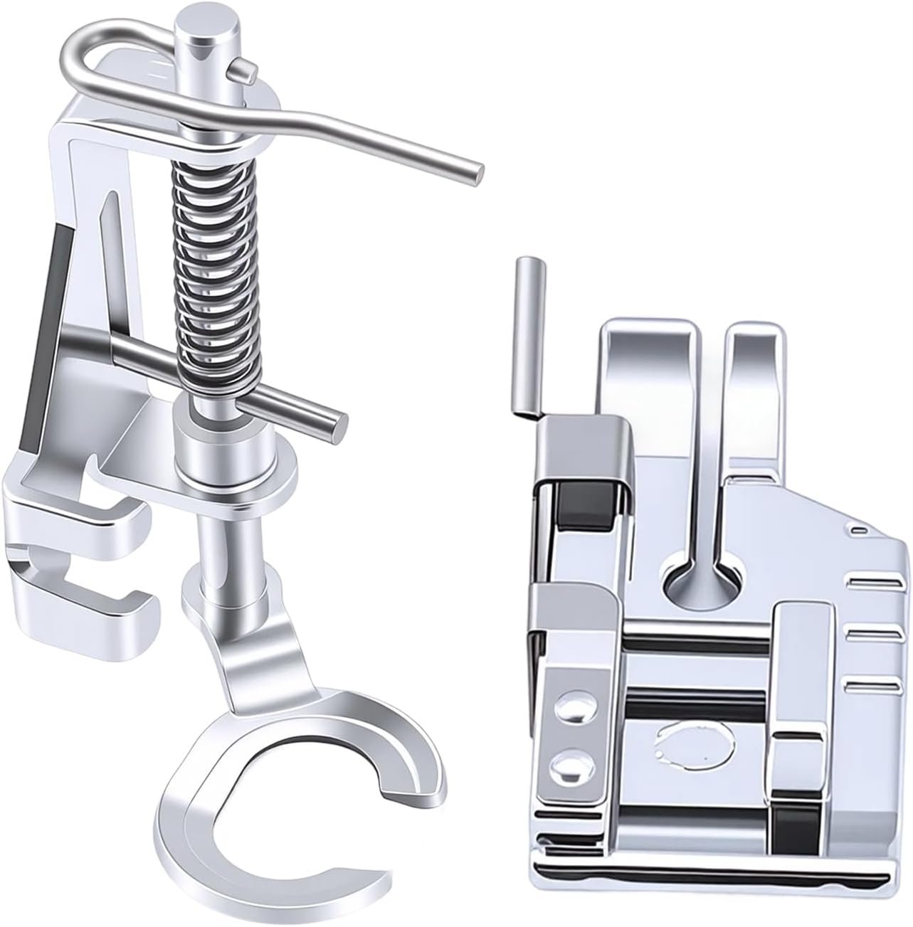 2-Piece Quilting Presser Foot Set – 1/4 Inch Snap On Seam Guide Foot & Open Toe Free Motion Darning Embroidery Foot for Low Shank Sewing Machines, Compatible with Brother, Singer, Janome