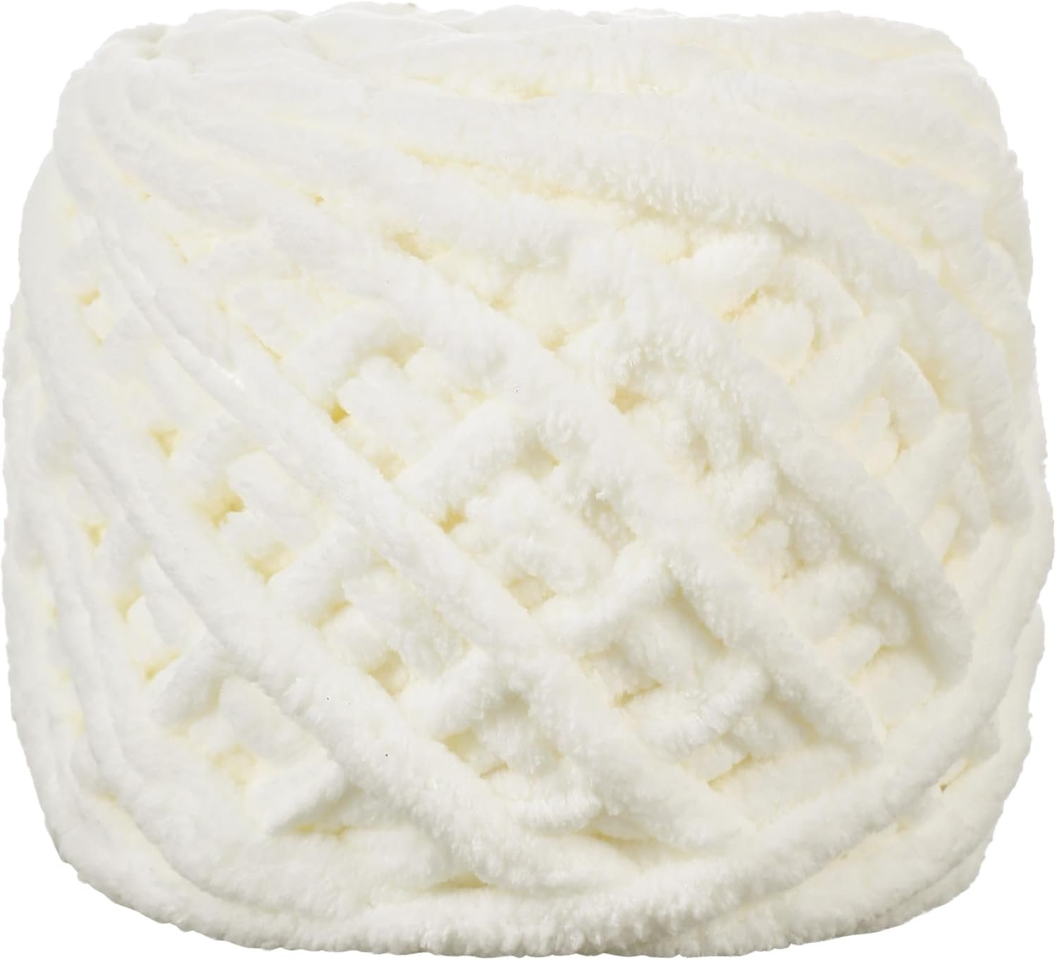 Plush Chenille Chunky Yarn for Crocheting 100g(54.6yd) – Bulky Thick Fluffy Yarn for Knitting- Soft Velvet for Baby, Blanket Knitting Blanket Yarns- Amigurumi Yarns (Milky White)