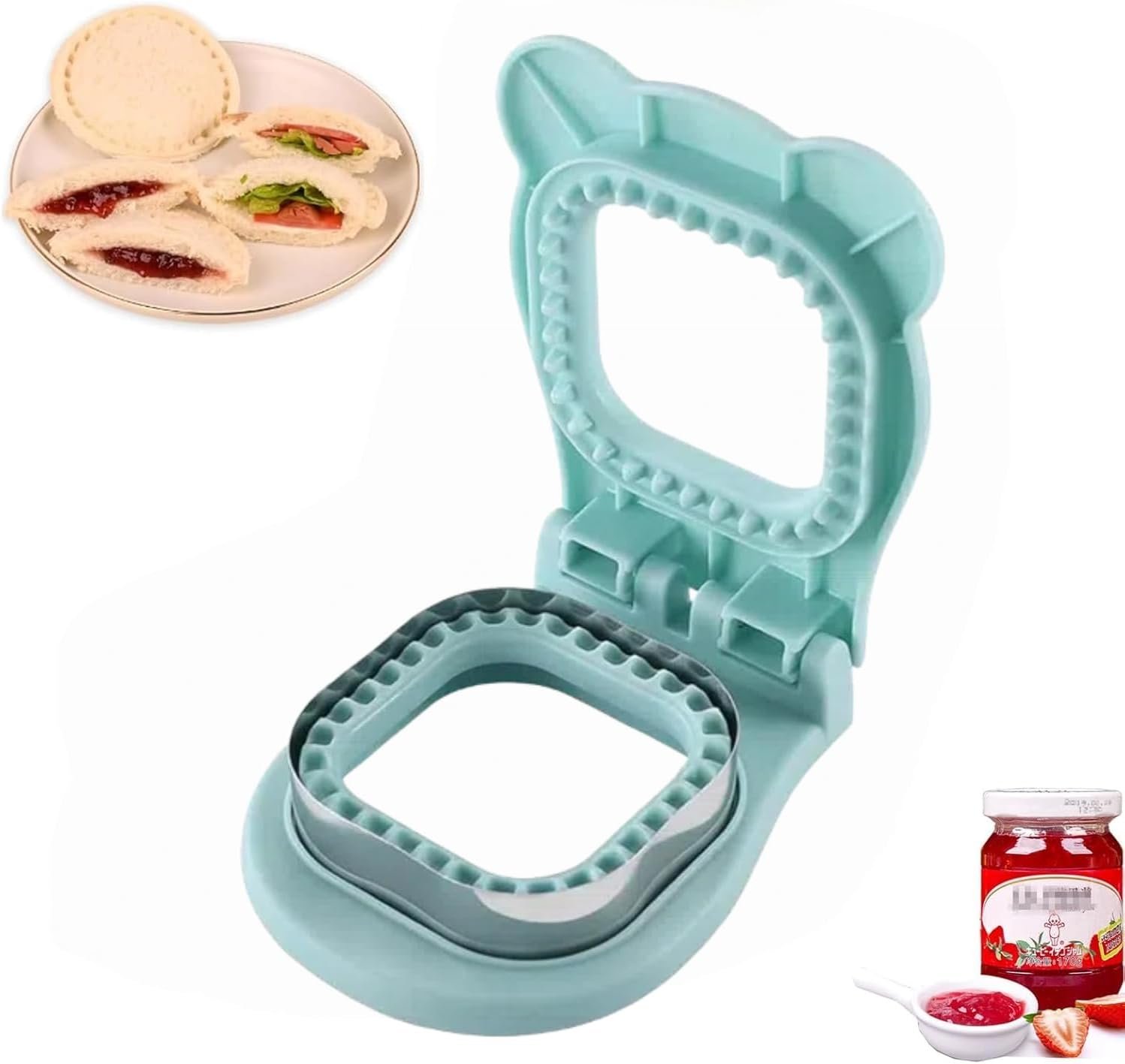 CHICHAUS Sandwich Cutter and Sealer, Uncrustable Sandwich Maker for Making Lunchtime Easier,Square Sandwich Uncrustable Cutter for Kids Breakfast and Lunches (Square Light Blue)