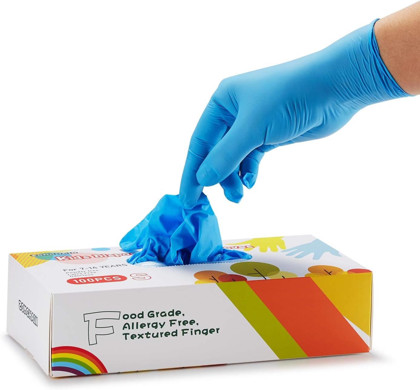 Kids Disposable Nitrile Gloves for 7-14 Years – Latex Free, Powder Free – for Crafting, Painting, Cooking, Cleaning -100 PCS
