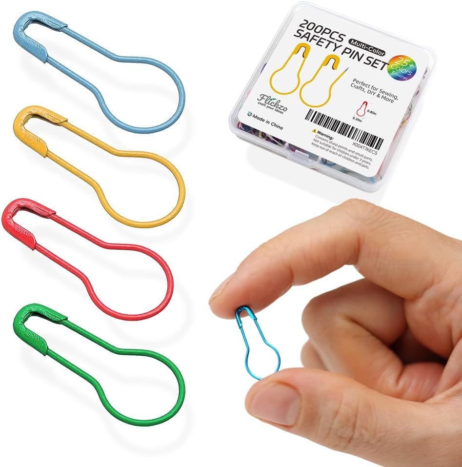 Stitch Markers, 200pcs Crochet Markers, 0.85″ Metal Bulb Safety Pins, 25+ Colorful Gourd Pins, Knitting Stitch Markers for Crocheting, Crochet Accessories for Fabric & Paper