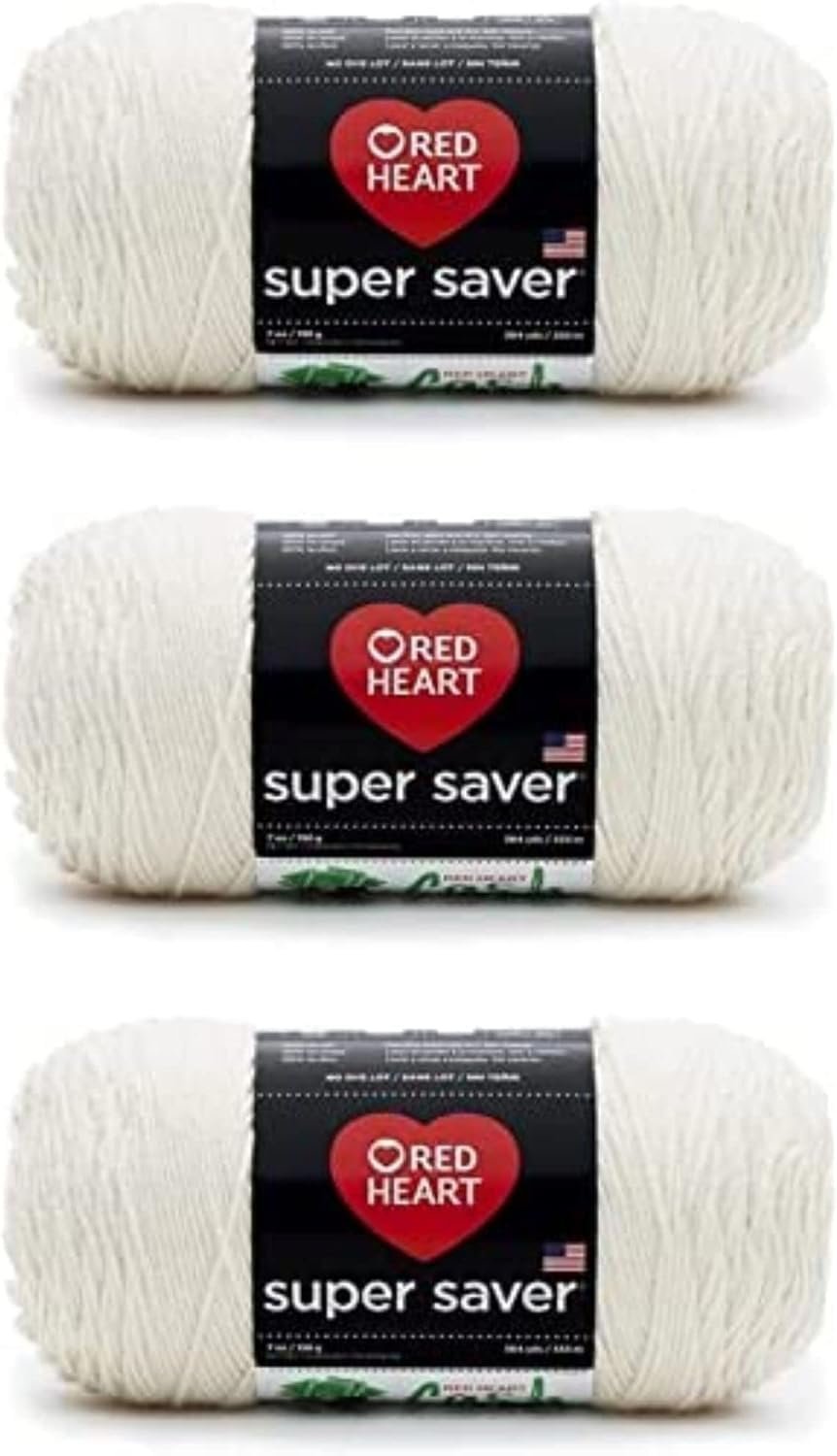 Red Heart Super Saver Aran Yarn – 3 Pack of 198g/7oz – Acrylic – 4 Medium (Worsted) – 364 Yards – Knitting/Crochet