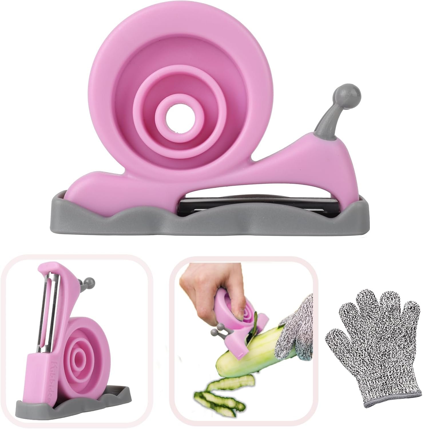 Kibbidea Vegetable Peeler, Kids Potato Fruit Peeler for Kitchen with Cut-proof Glove, Kids Cute Kitchen Accessories (Blue) (Purple)
