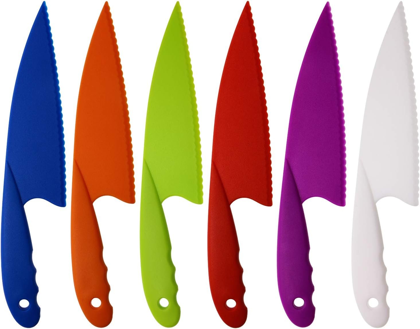 PENTA ANGEL 6 Colors Plastic Kitchen Knife Set Nylon Knife Children Safety Cooking Chef Knives for Fruit Lettuce Vegetable Salad Bread (6 Colors)