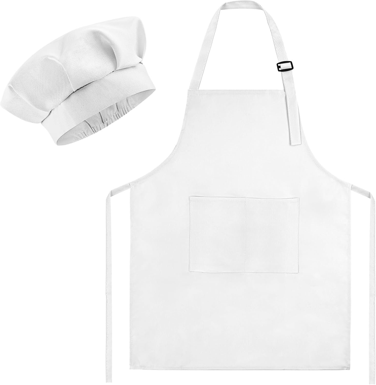 Morcheiong Kids Chef Hat and Apron Set, Adjustable Children’s Painting Apron and Chef Hat with 2 Pocket for Cooking Painting