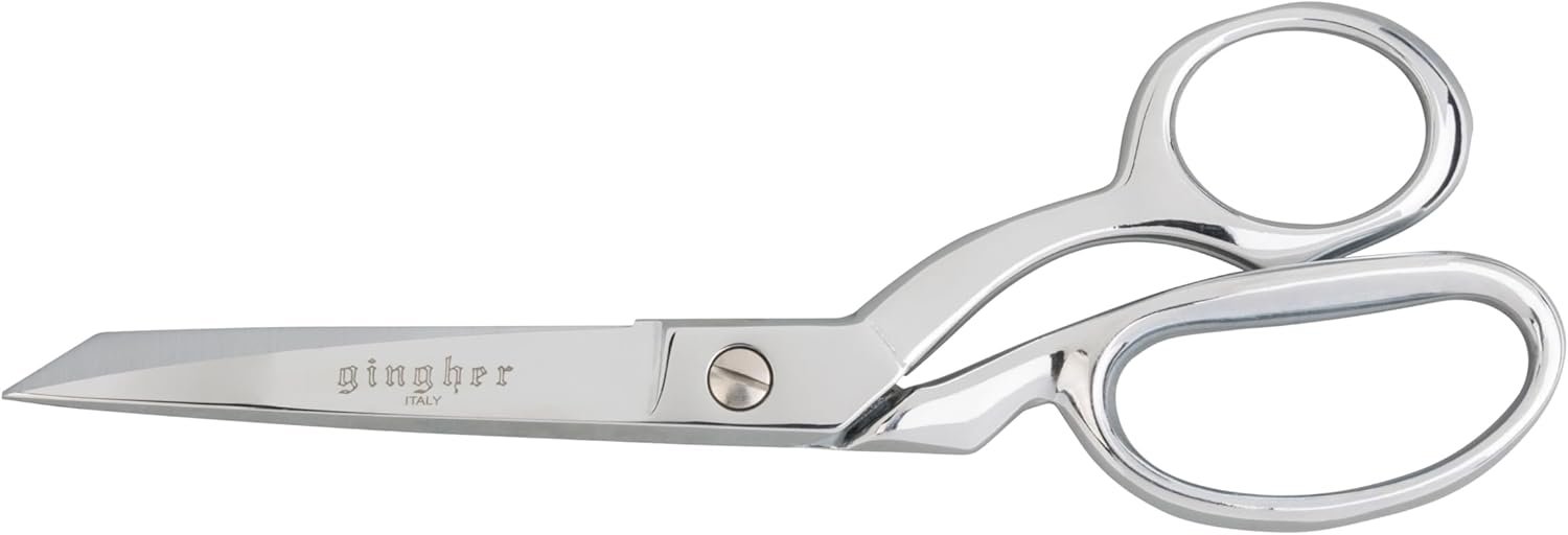 Gingher 8″ Serrated Dressmaker’s Fabric Scissors with Protective Sheath, Stainless Steel Shears that Grips Fabric, Sharp Knife Edge Fabric Scissors, Chrome Plated Nickel Finish