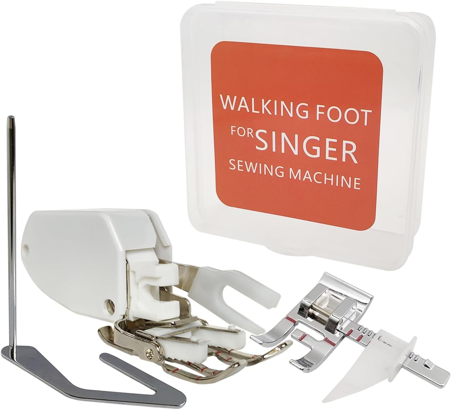 Walking Foot with Guide for Singer Sewing Machine Heavy Duty-Open Toe Even Feed Foot Bonus Adjustable Guide Presser Foot