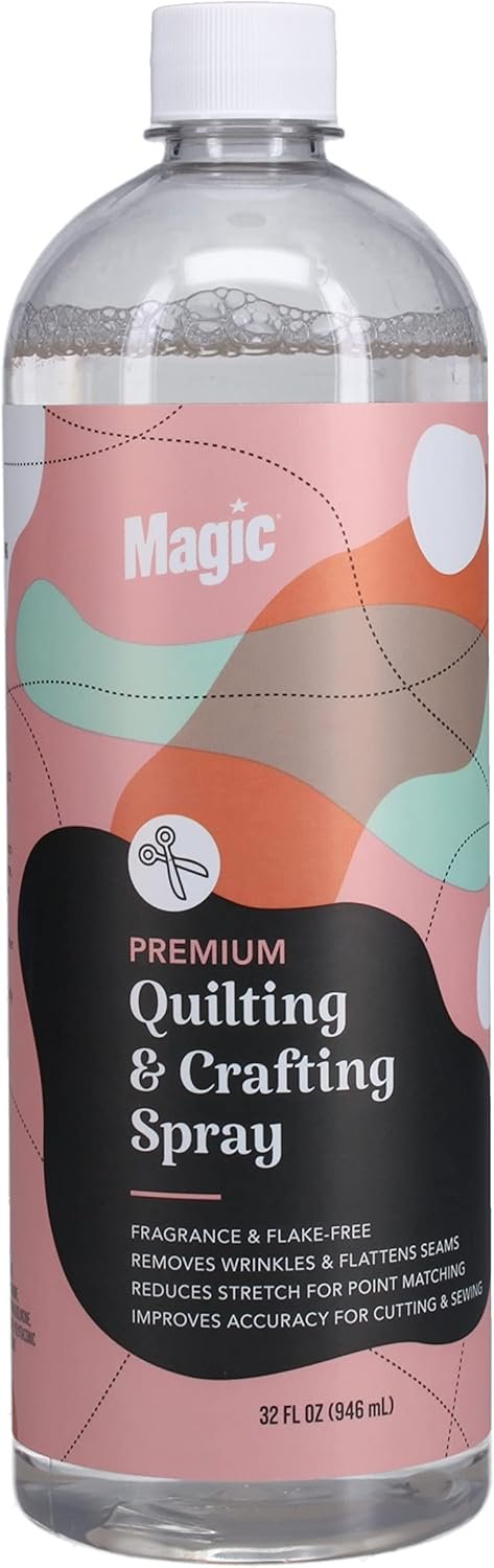 Magic Premium Quilting & Crafting Spray – Fabric Spray for Cutting, Creasing, & Sewing – Best Press Spray Starch for Quilting to Flatten Seams & Wrinkles – Wrinkle Spray – PREMIUM QUILTING & CRAFTING