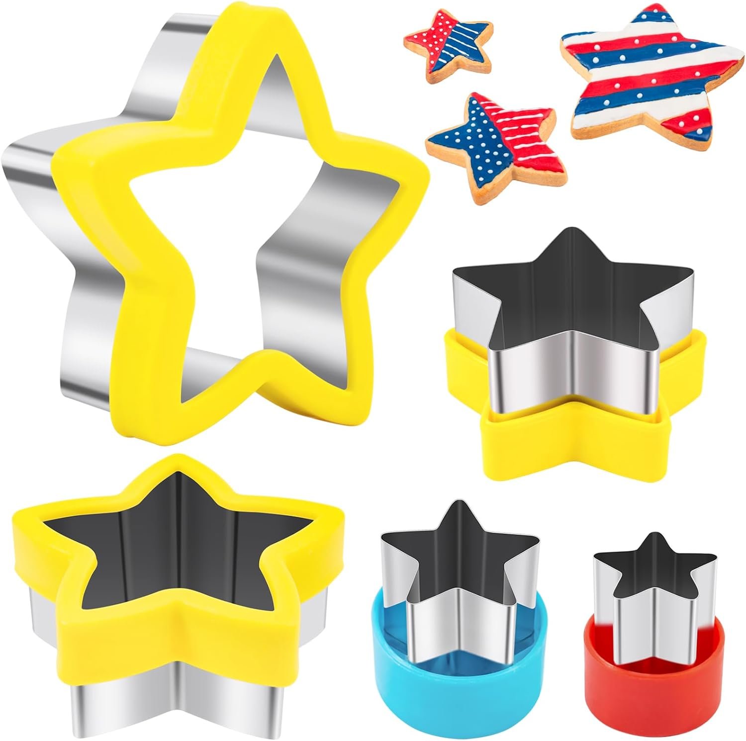 Nifogo Star Cookie Cutters 5 Pcs, Mini Small Large Sizes Stainless Steel Sandwich Cutter, Vegetable Fruit Cutters Shapes for Kids Boys Girls