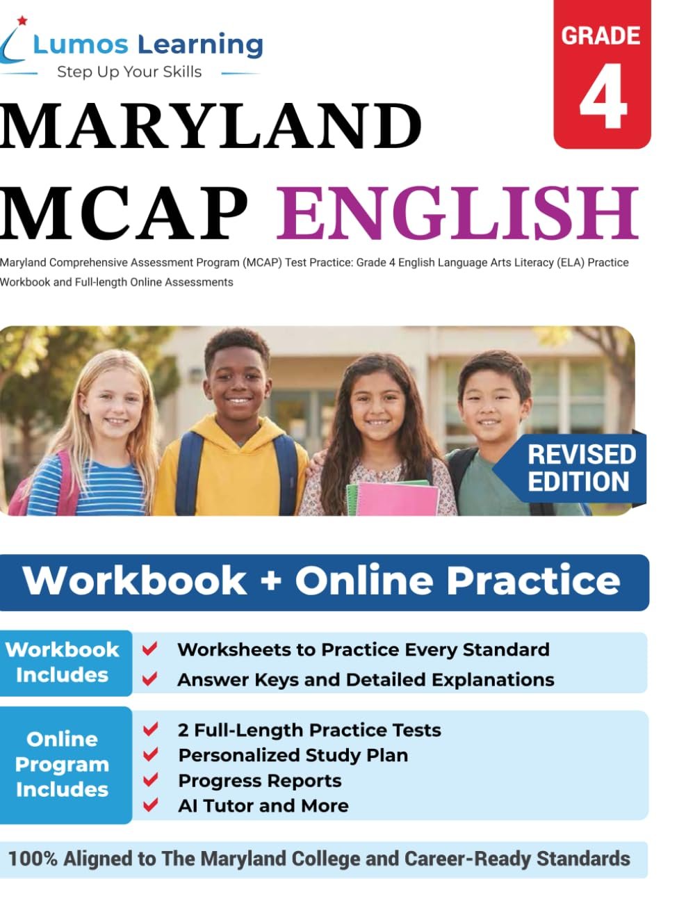 Maryland Comprehensive Assessment Program (MCAP) Test Practice: Grade 4 English Language Arts Literacy (ELA) Practice Workbook and Full-length Online … Test Study Guide (MCAP by Lumos Learning)