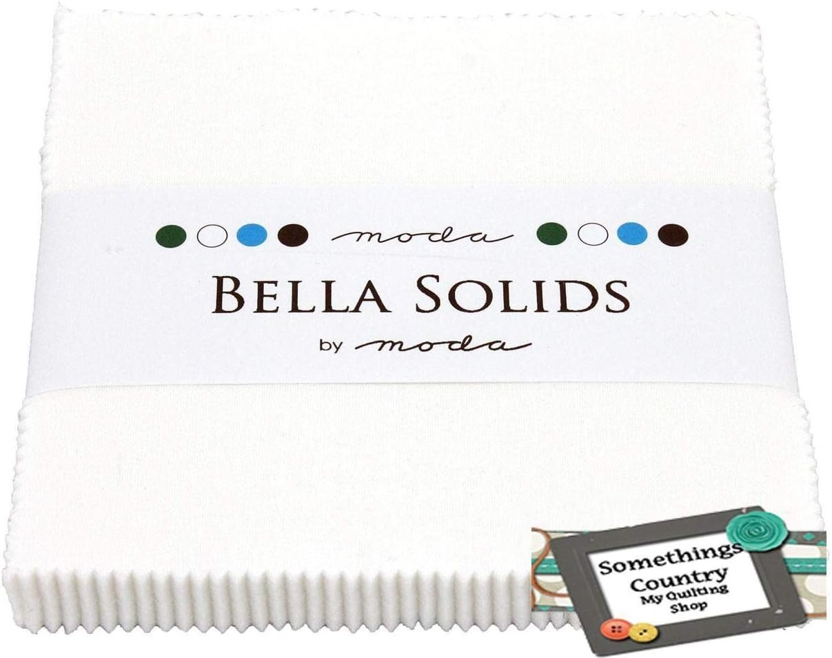 Moda Bella Solids White Bleached 9900PP-98 Charm Pack, 42 5-inch Cotton Fabric Squares
