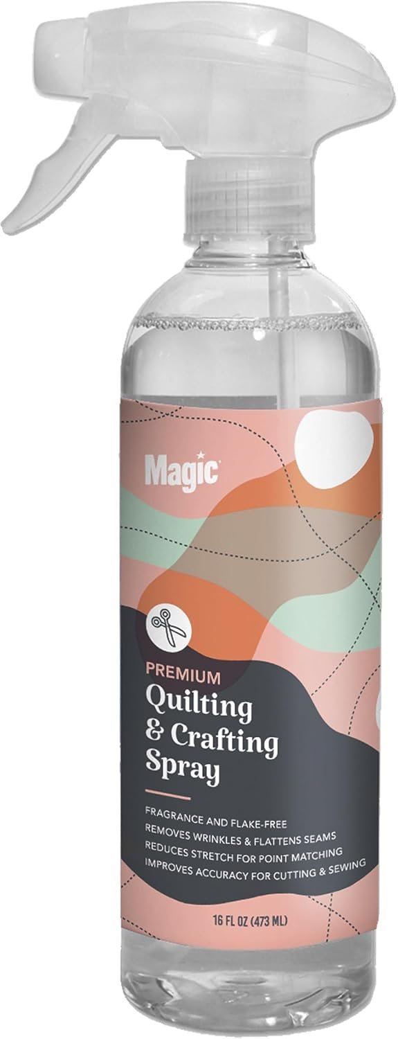 MAGIC Premium Quilting & Crafting Spray Bottle Fabric Spray for Cutting, Creasing, & Sewing Best Press Starch for Quilting to Flatten Seams & Wrinkles (16oz Trigger)