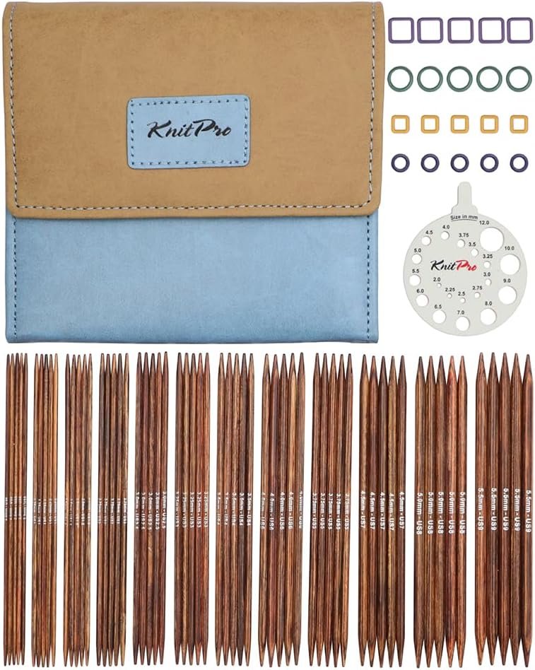 KnitPro Ginger Grande Double Pointed Needle Set 6″ (15cm) | 12 US Sizes (0 to 9)