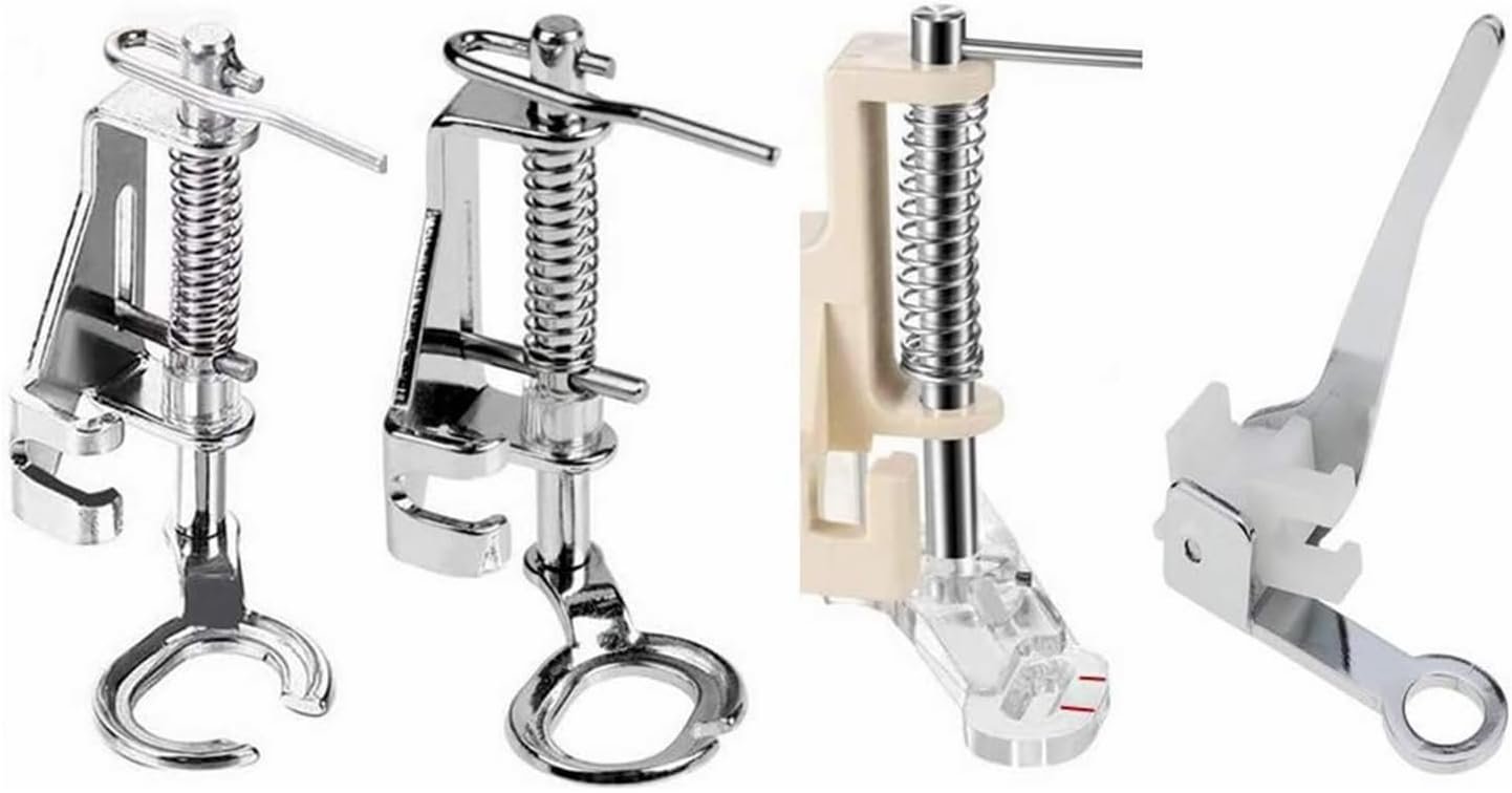 HONEYSEW 4PCS Large Metal Darning/Free Motion Presser Foot Set for Low Shank Singer, Brother, Janome, Juki, and More Sewing Machines – Include Close Toe, Open Toe, Quilting and Embroidery Foot