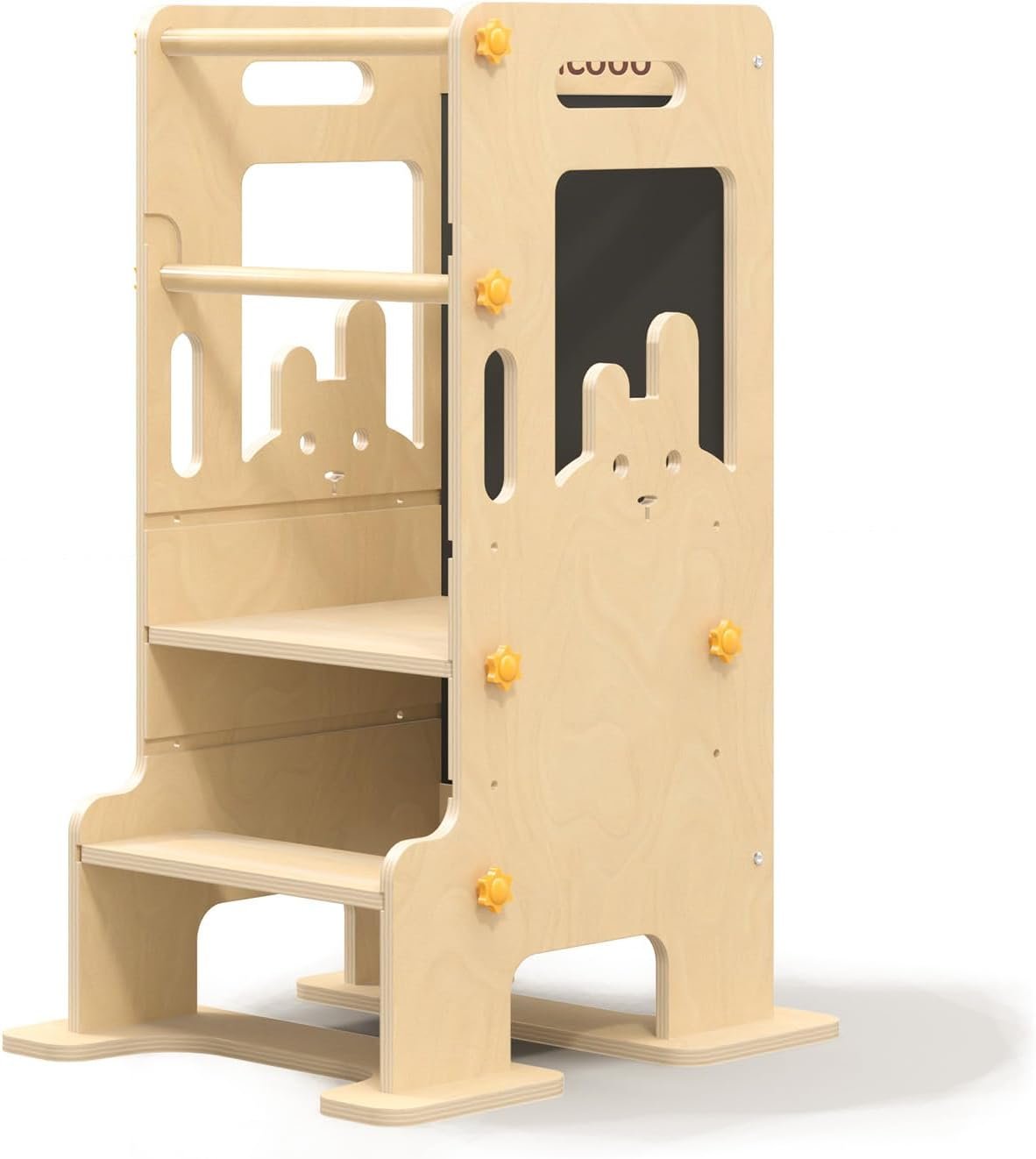 Kids Kitchen Step Stool – Learning Standing Tower with Blackboard, Height Adjustable Safety Rail Stool for Kids, Non-Slip Adjustable Stool for Kitchen, Bathroom