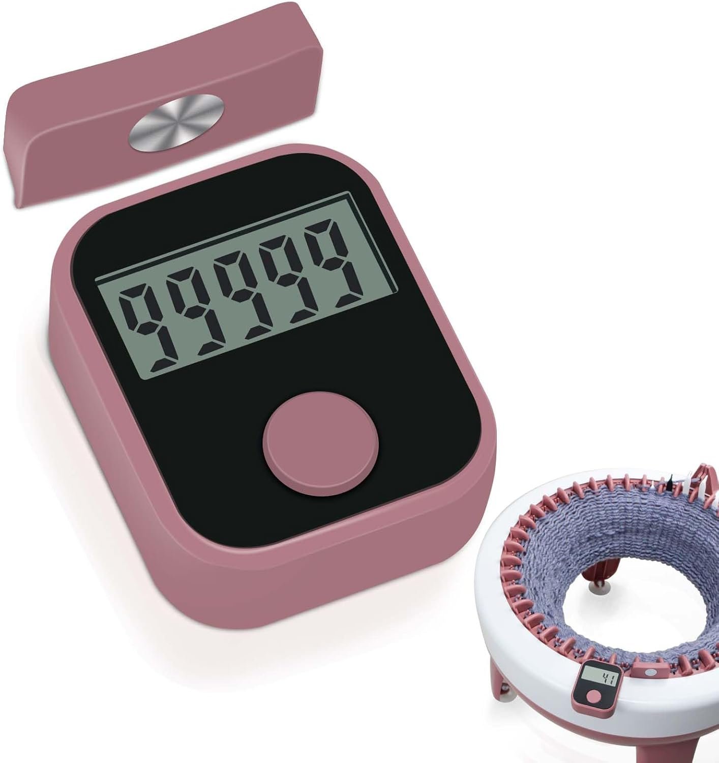 Knitting Machine Counter, Heyseri Row Counter for Knitting Machine – Attachable Magnetic Suitable for 32.40.48 Needle Row Counter – Pink