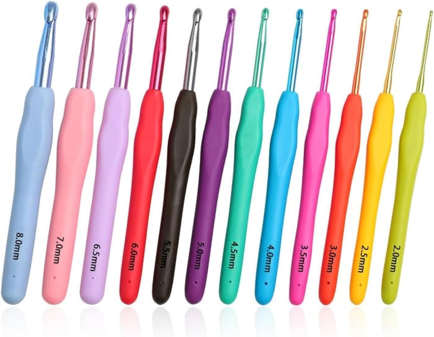 KOKNIT 12 PCS Crochet Hooks, Ergonomic Handle Crochet Hooks Set for Arthritic Hands, Comfortable Smooth Crochet Needles Extra Long Knitting Needles with Stitch Markers (12PCS)