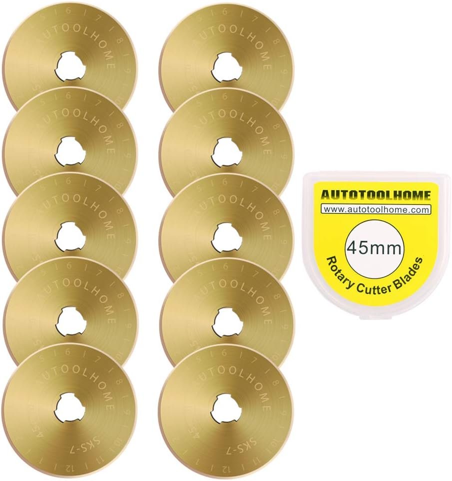 Titanium Coated Rotary Cutter Blades 45mm 10 Pack Replacement Blades Quilting Scrapbooking Sewing Arts Crafts,Sharp and Durable