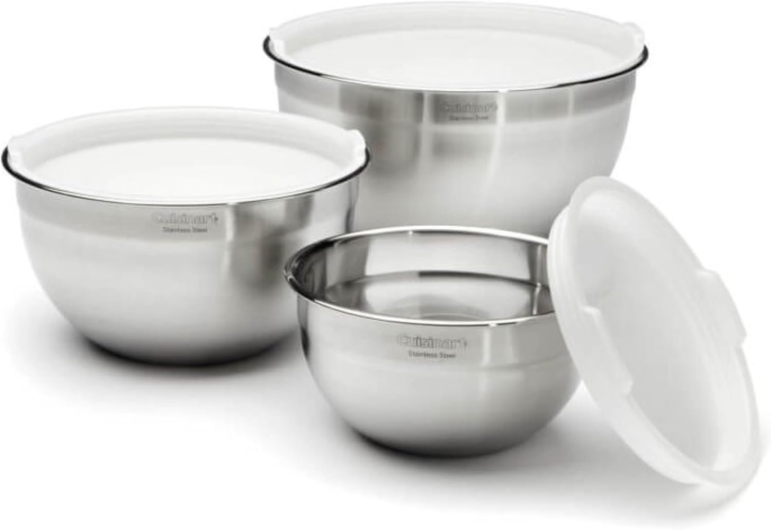 Cuisinart Mixing Bowl Set, Stainless Steel, 3‑Piece Nesting Bowls for Baking, Cooking & Food Prep, CTG-00-SMB