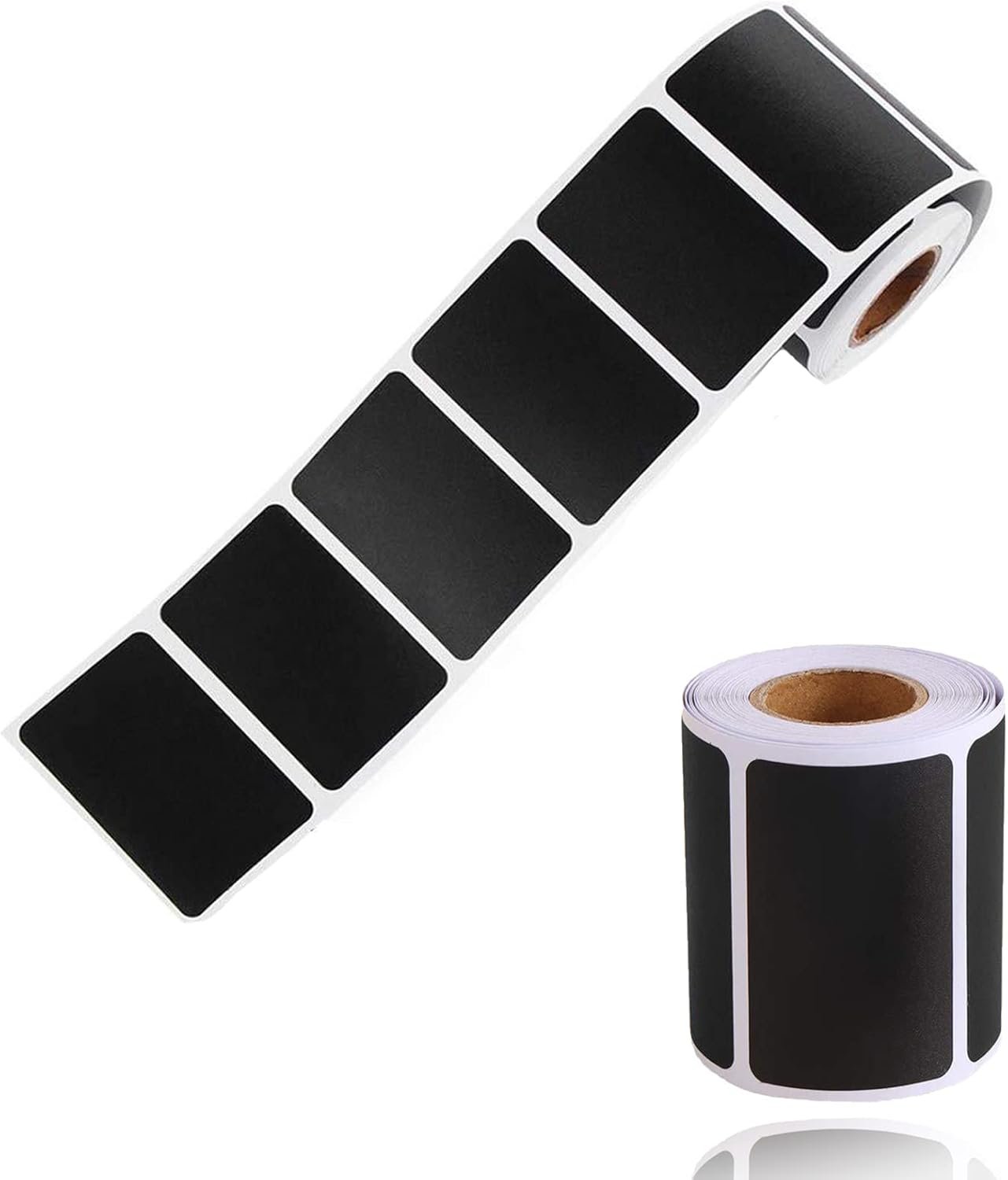 Chalkboard Sticker Label Black Rectangle Coding Roll Labels 300 Pcs Removable Write-On Reusable Waterproof for Kitchen Containers Jar Storage Bins Office Craft
