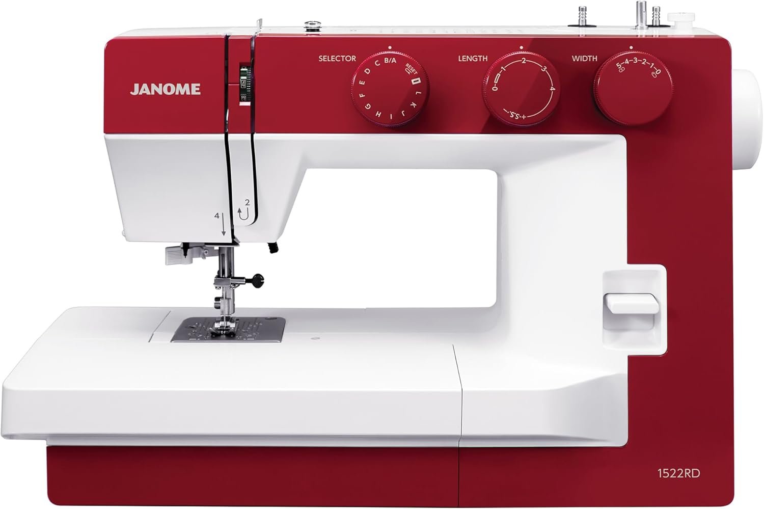 Janome 1522RD Mechanical Sewing Machine – Aesthetic Red Sewing Machine for Beginners, 22 Built in Stitches, 1 Step Buttonhole, Heavy Duty Metal Frame, Built in Needle Threader for Easy Use