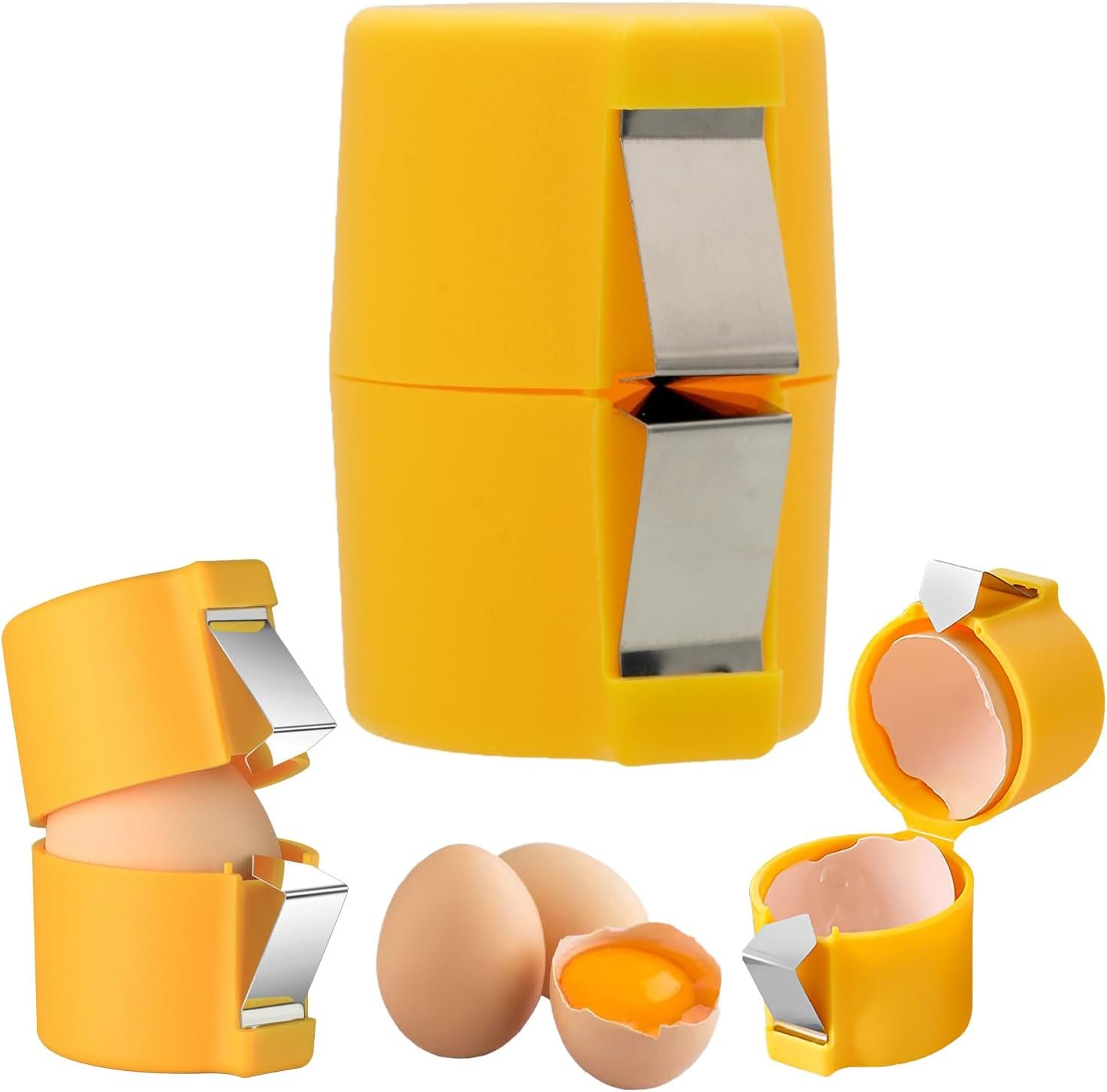 Egg Cracker Tool | Easy Shell Egg Opener | Handheld Egg Seperator Tool | Perfect for Baking, Scrambled Eggs & Omelets – No Mess, No Shell Pieces (Yellow – 1 Pc)