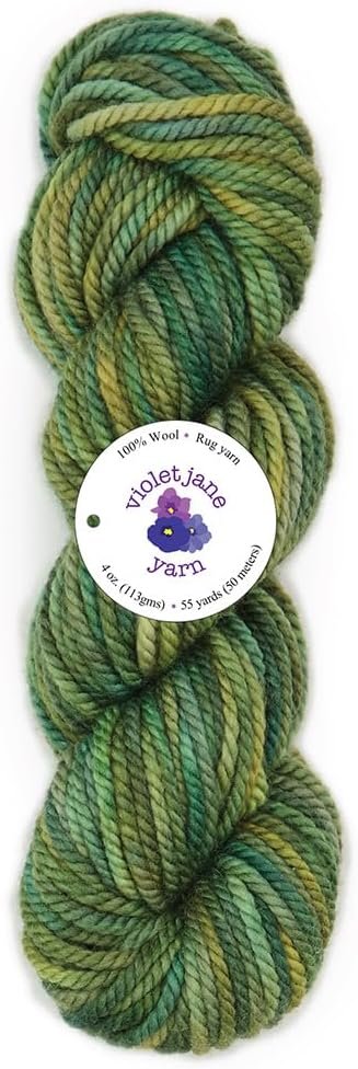 The Oxford Company Violet Jane 100% Wool, 3-Ply Variegated Hand-Dyed Rug Yarn | 4-Ounce Skein (Green Mountains)