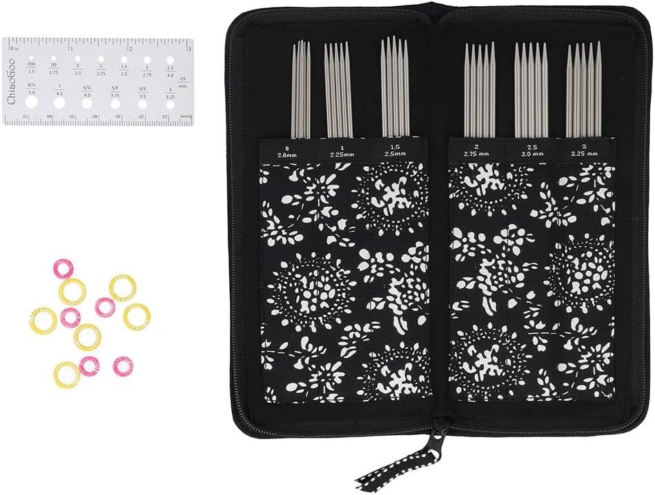 ChiaoGoo Double Point Sock Set, Stainless Steel, 6-inch (15 cm)