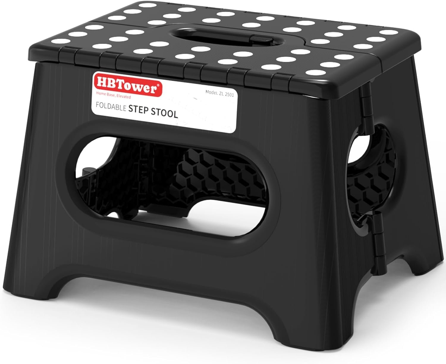 HBTower Folding Step Stool 9 Inch – Holds 600 lb, Non-Slip Surface & Carry Handle – Sturdy Step Stool for Kids, Toddlers & Adults – Compact Foldable Foot Stool for Kitchen, Bathroom, Bedroom, Outdoor