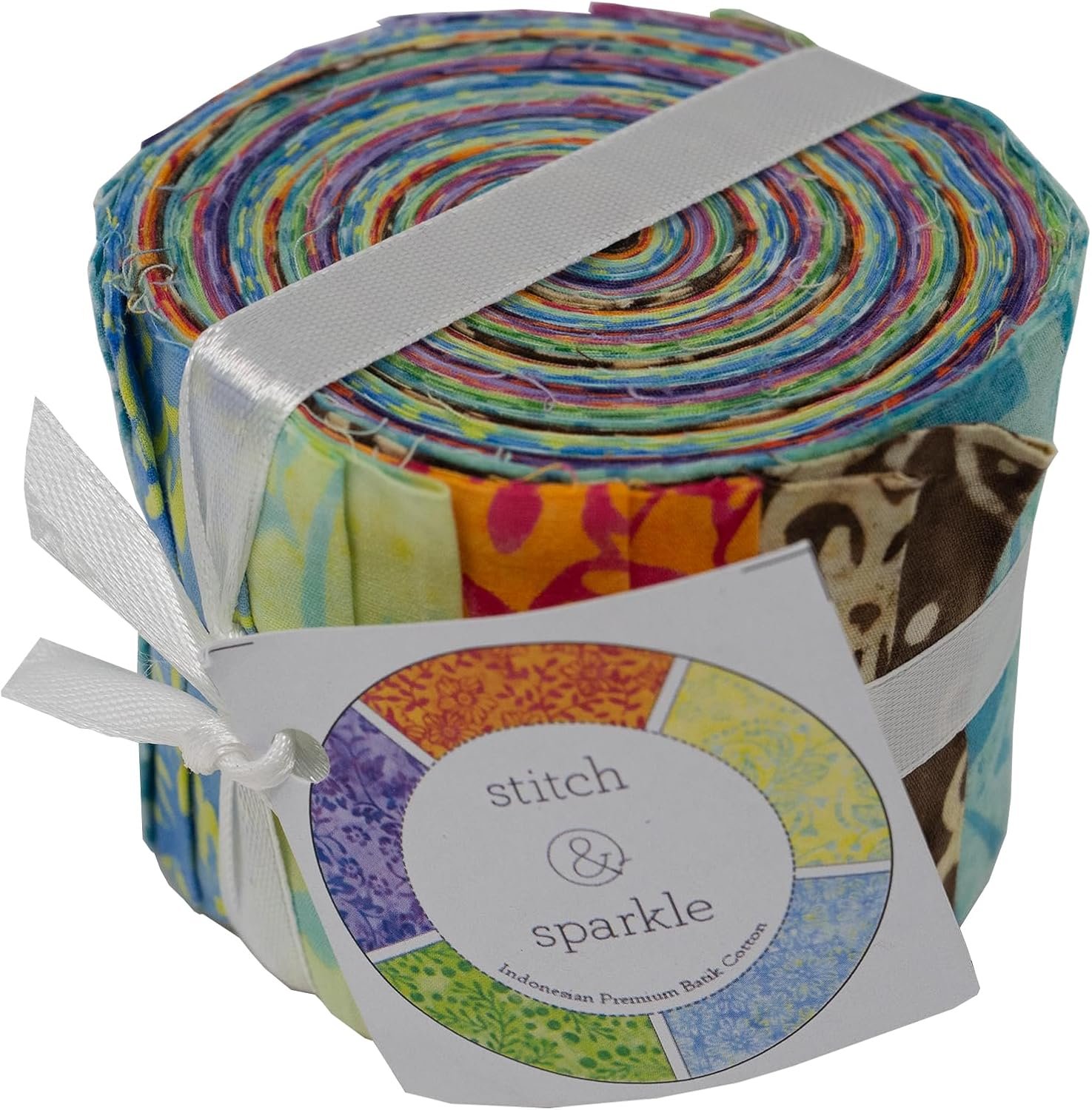 Stitch & Sparkle Indonesian Premium Batik Cotton Vibrant Dreams Jelly Roll 2.5”x 44”, 20 Pieces